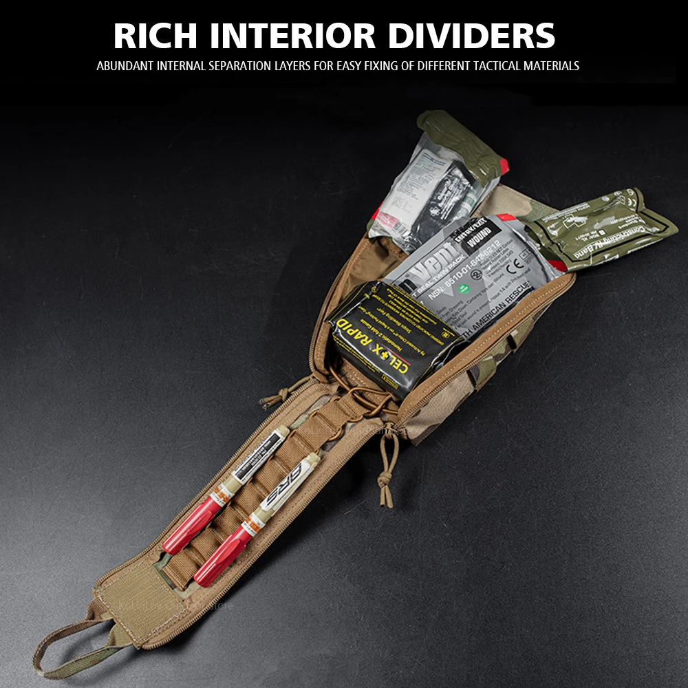 Bolsa de botiquín de primeros auxilios táctico MOLLE, cinturón de cintura, chaleco de caza, Camping al aire libre, respuesta rápida, paquete de primeros auxilios B - imagen 5