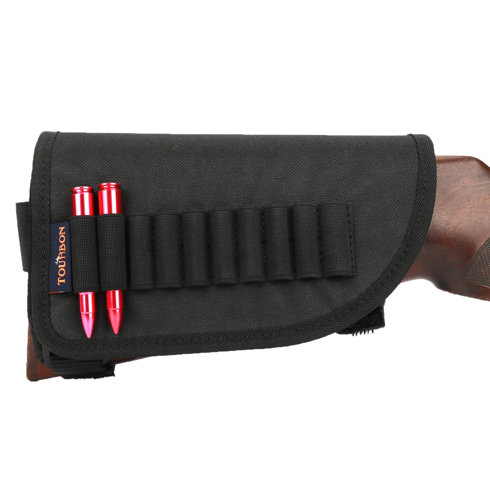 Tourbon Rifle Cheek Raiser tiro trasero Stock cartuchos soporte con 3 almohadillas ajustables accesorios de pistola de caza de nailon mano derecha - imagen 4