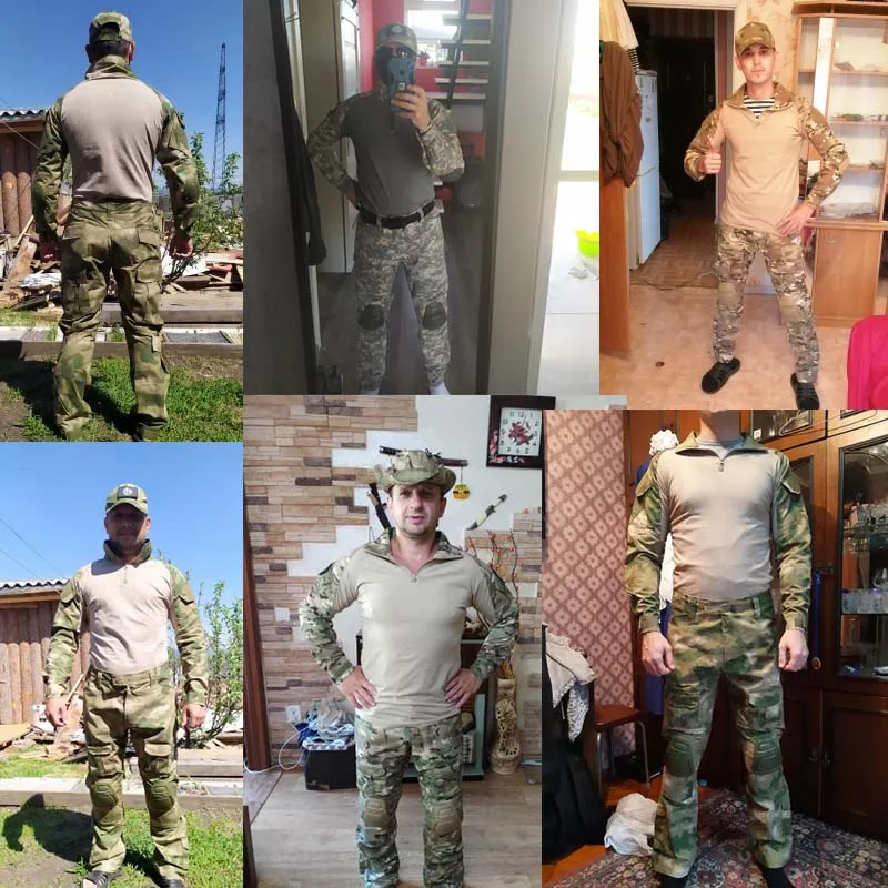 Uniforme de camuflaje táctico para hombre, ropa de entrenamiento de Paintball Airsoft, camisa de combate o pantalones Cargo con almohadillas Plus 8xl - imagen 5