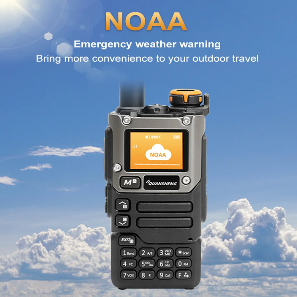 Anysec- walkie-talkie QuanSheng UV-K6 (8), Radio de 5W, UHF, VHF, Airband, 200 canales, Alerta Meteorológica NOAA, cargador tipo C - imagen 5