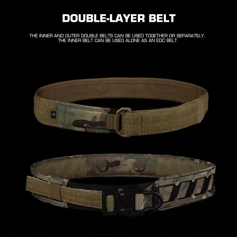 Cinturón de doble capa con hebilla de Metal de nailon, cinturón magnético MOLLE con posicionamiento magnético para actividades al aire libre de juegos CS - imagen 5