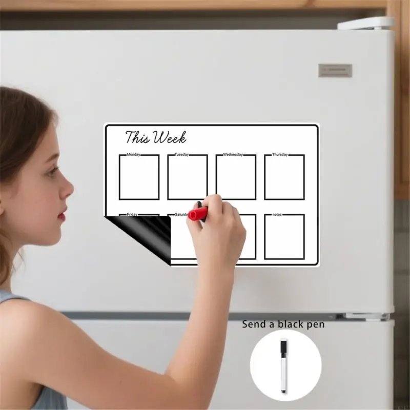 Calendario refrigerador magnético reutilizable con marcador Calendario refrigerador magnético Planificador mensual semanal - imagen 3