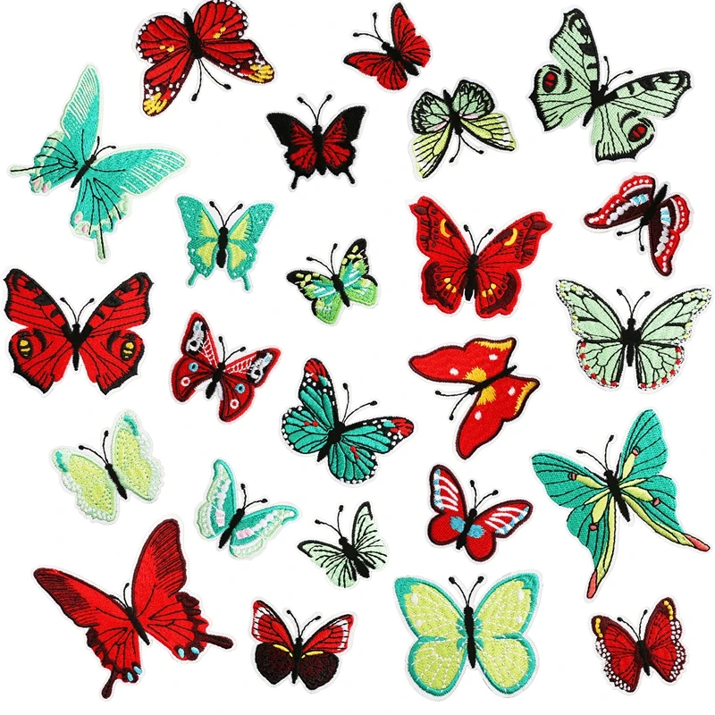Parches de planchado con bordado de mariposa diy, pegatinas de parche decorativo para ropa de mariposa de dibujos animados - imagen 3