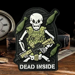 Parche de PVC 3D Dead Inside, brazalete táctico militar con calavera, gancho de PVC, insignia de moral, mochila, sombrero, pegatinas, parches para ropa