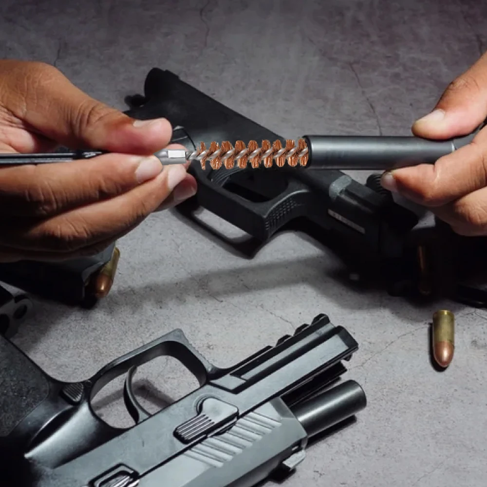 5 uds cepillos de limpieza de armas calibre 22.30 cepillo de limpieza de barril de bronce pistola Rifle escopeta Kit de limpieza para tiro de caza - imagen 5