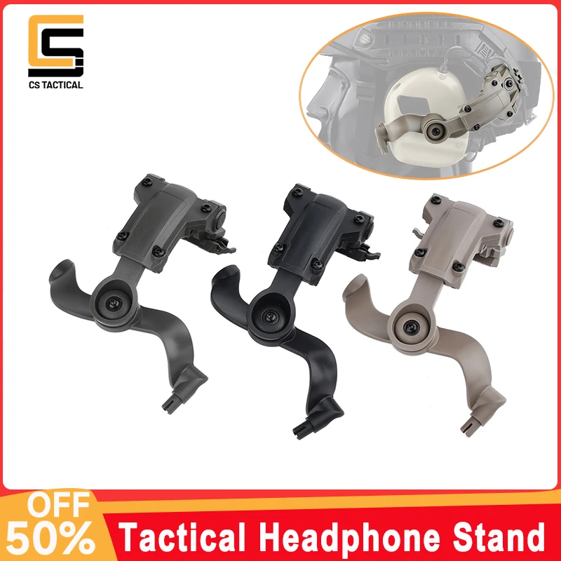 WADSN auriculares tácticos de nailon con soporte para caza M32, gran ángulo de Control de rotación de 360 ° para montaje de casco WADSN