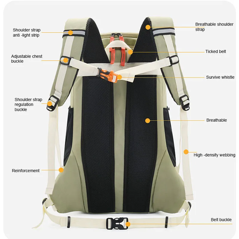 Bolsa de viaje al aire libre de gran capacidad, Mochila deportiva impermeable con múltiples bolsillos, mochila táctica de senderismo y escalada, 40L - imagen 3