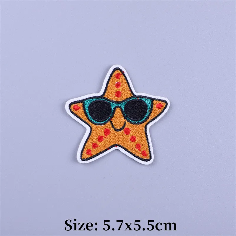 Parches termoadhesivos bordados de paisaje de playa, parche para ropa de paisaje, mochila termoadhesiva, apliques Fusibles de tela - imagen 3