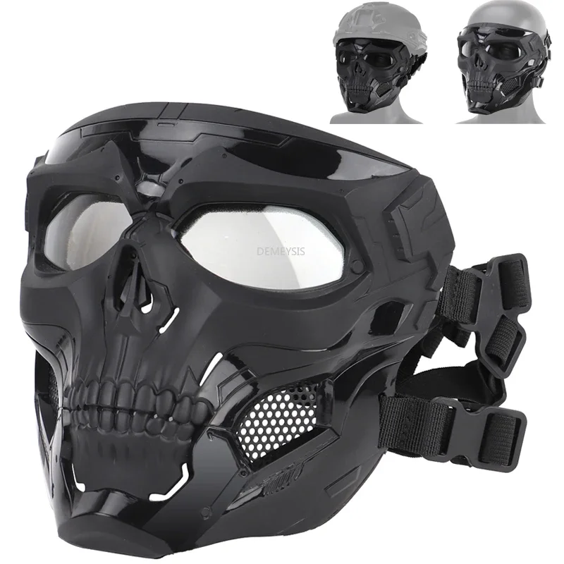 Máscara facial completa con calavera táctica, resistente a impactos, máscara de protección para tiro Airsoft, caza al aire libre, máscaras de esqueleto CS Wargame
