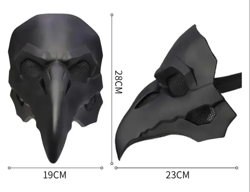 Máscara Punk de cuervo, disfraz de Doctor de la peste, piel negra para Overwatch, máscaras de pájaros, nariz larga, ojos LED, Retro Rock Reaper Nevermore - imagen 5