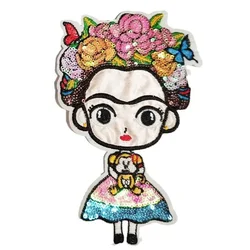 Parche bordado lentejuelas flores – Para coser o planchar