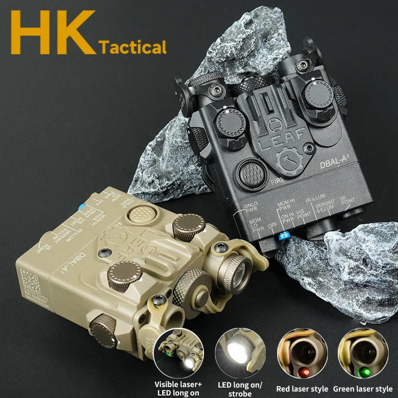 Arma láser táctica PEQ Dbal A2, equipo de puntería láser rojo o verde, compatible con riel de 20mm, accesorios de caza Airsoft para exteriores - imagen 2