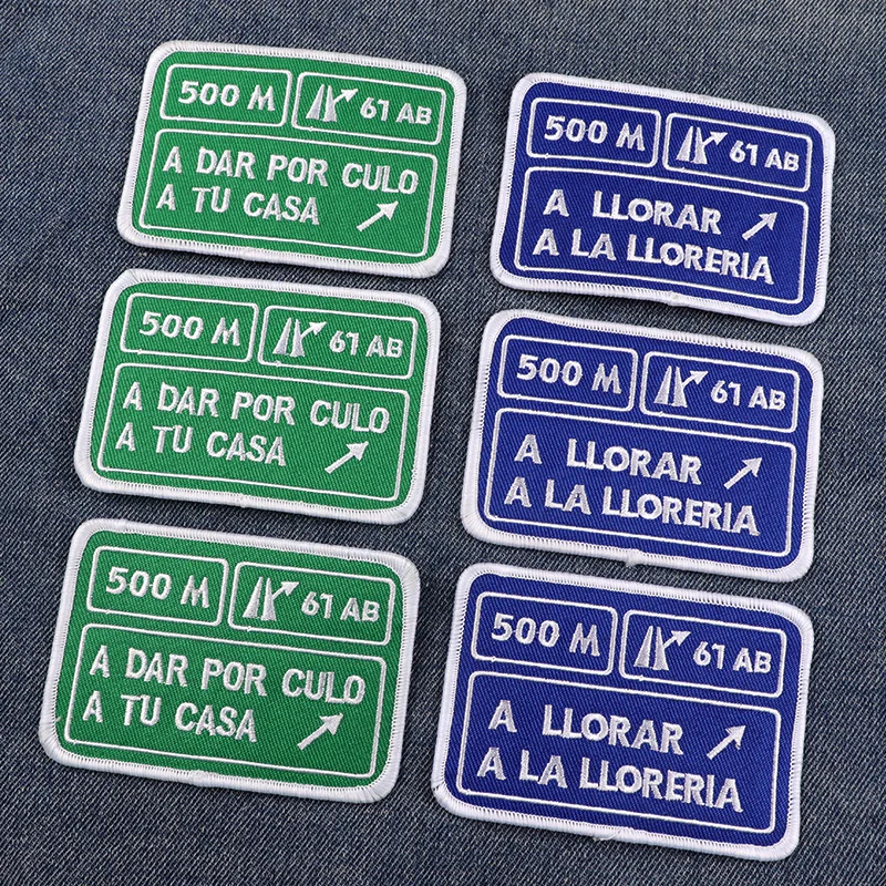 Parche de LLORAR A LA LLORERIA, parche bordado de señal de carretera, parches para planchar para ropa, chaqueta, pantalones vaqueros, pegatinas para coser/planchar, 1/2 Uds.