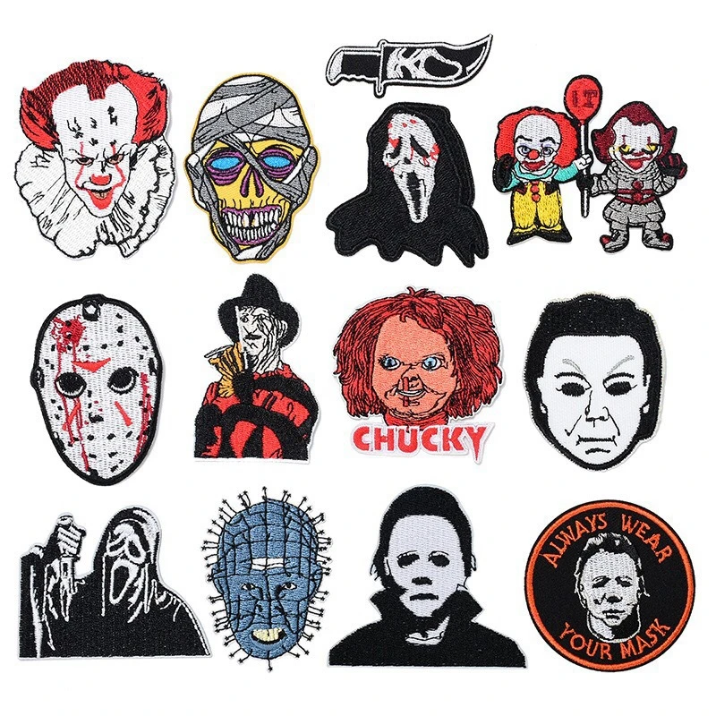 Parche bordado de muñeco de terror de Halloween, pegatina de dibujos animados, pequeño Diablo, insignia bordada para bolso, ropa DIY - imagen 2