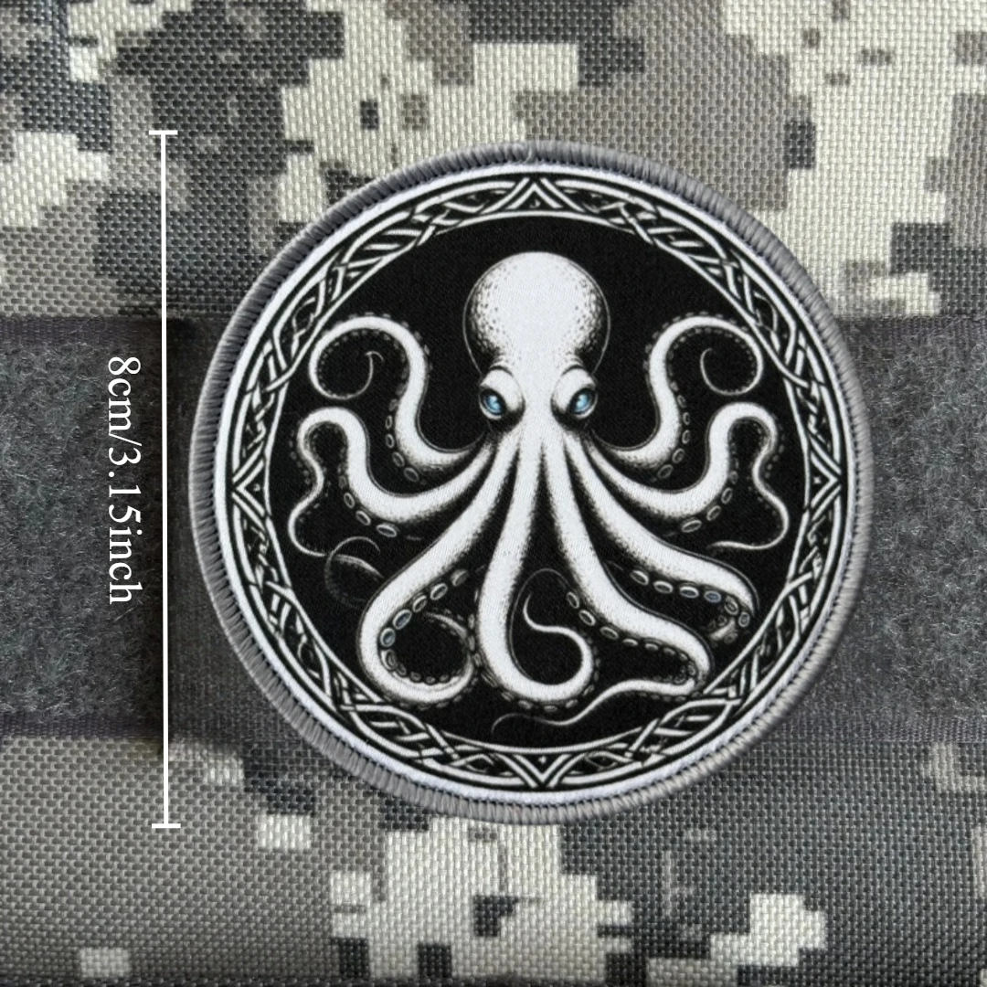Parche táctico de pulpo, insignia de moral táctica, emblema del ejército militar, pegatina para mochila, parches impresos con gancho para ropa - imagen 2