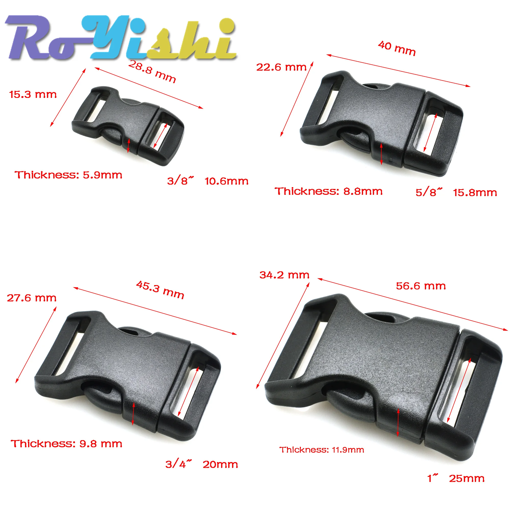 10 unids/pack Piastic hebilla de apertura lateral curvada 550 pulsera Paracord Collar de perro mochila Correa correas 10mm 15mm 20mm 25mm - imagen 3