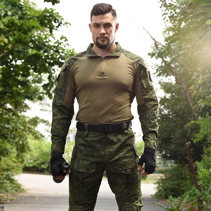Trajes de caza Airsoft para senderismo, uniforme militar, conjunto de combate táctico de camuflaje, ropa militar del ejército, camisas y pantalones con almohadillas - imagen 3