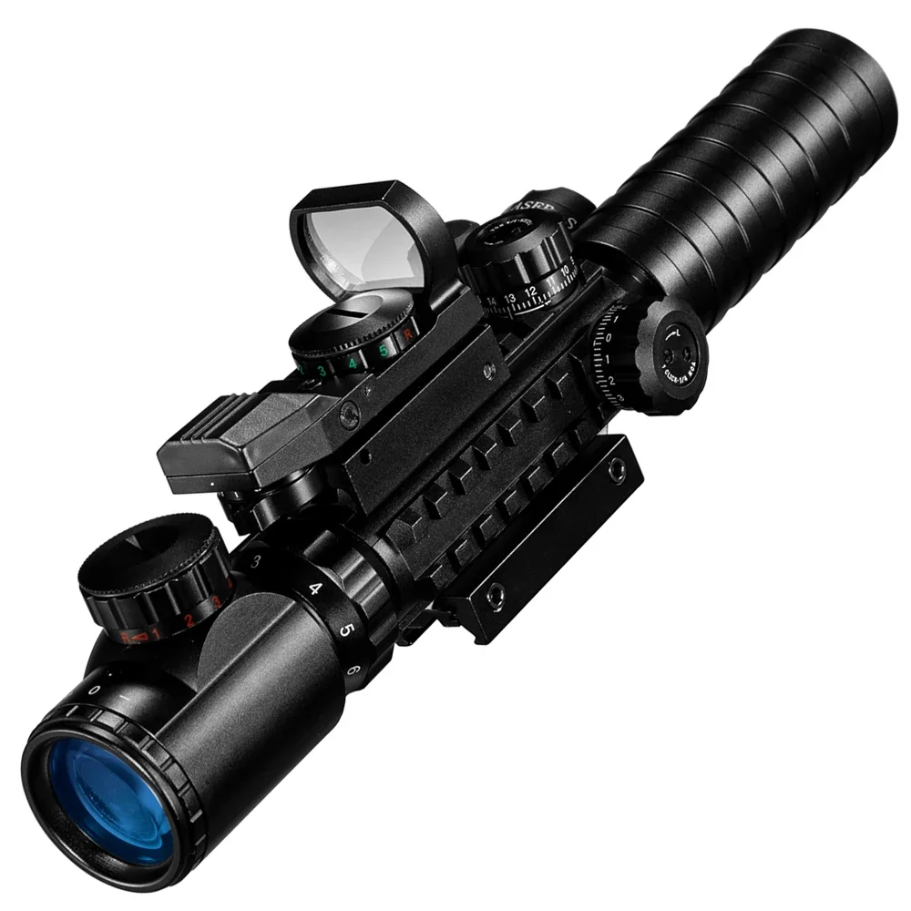 3-9X32 EG Riflescope 3 en 1 Combo alcance de caza rojo verde iluminado con reflejo holográfico 4 retículas rojo punto verde Rifle Caza - imagen 4