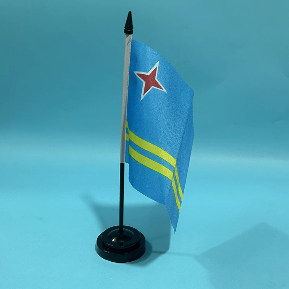 BANDERA DE SKY, bandera de escritorio de oficina, bandera de Aruba, bandera de mesa de 14x21cm, bandera nacional de Aruba, adornos de escritorio, banderas - imagen 5