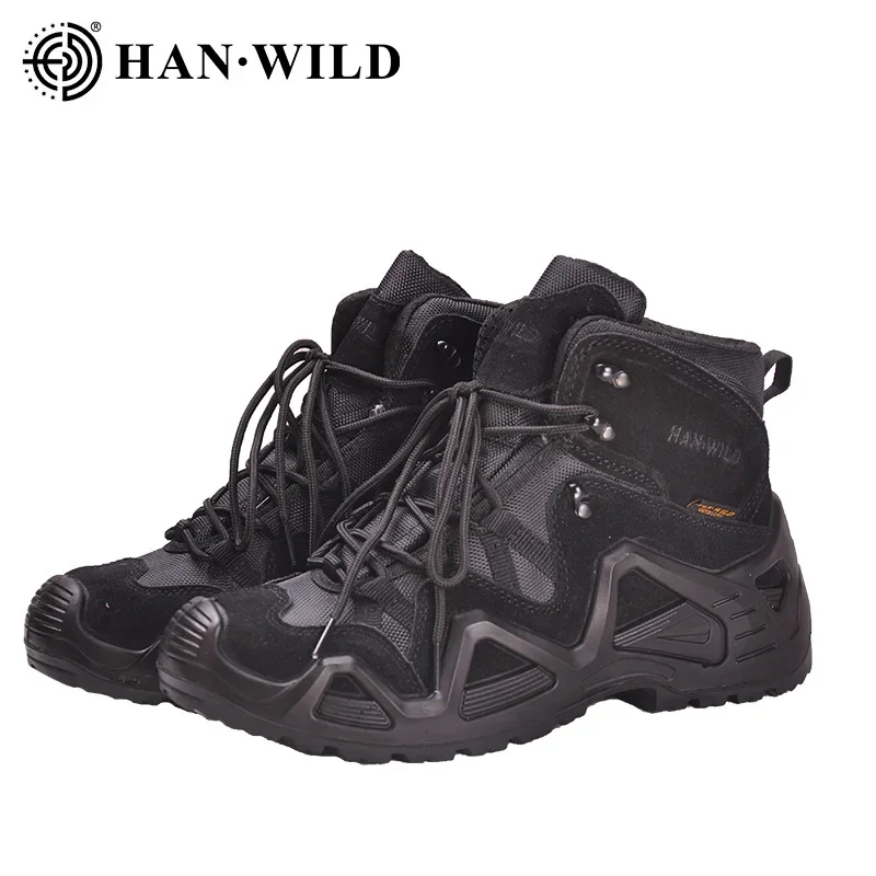 Botas de combate de media caña para hombre, zapatos de seguridad tácticos absorbentes de golpes para exteriores, botas impermeables y transpirables para el desierto - imagen 4