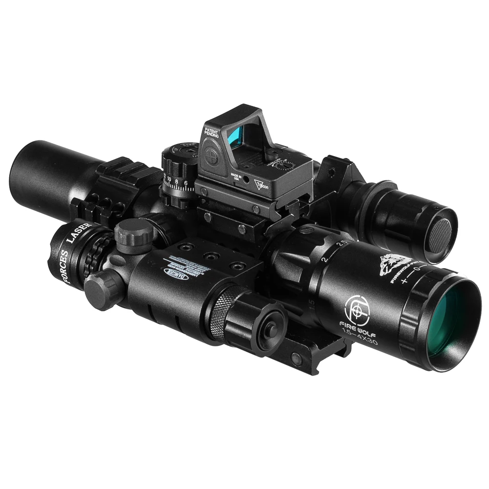 Fire Wolf-mira telescópica para Rifle de caza, punto rojo táctico de visor óptico, láser holográfico, 1,5-4x30 - imagen 5