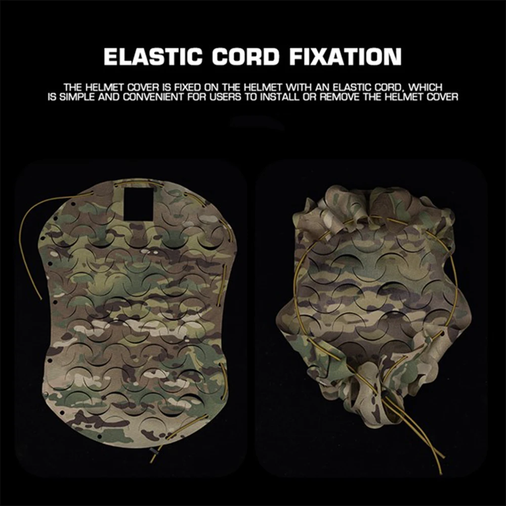 Funda táctica para casco Airsoft, cubierta cortada con láser de camuflaje para casco rápido MH PJ BJ con cordón de nailon, equipo de tiro de Paintball - imagen 2