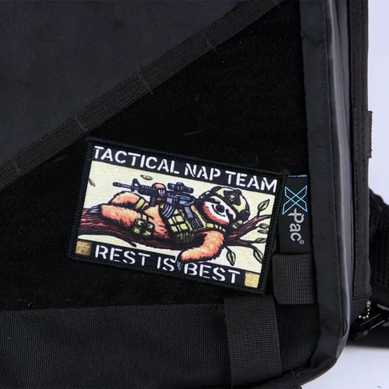Parche táctico para equipo de siesta, insignia de moral militar divertida con estampado de gancho y bucle, mochila, ropa, accesorios decorativos, pegatina, brazalete - imagen 5