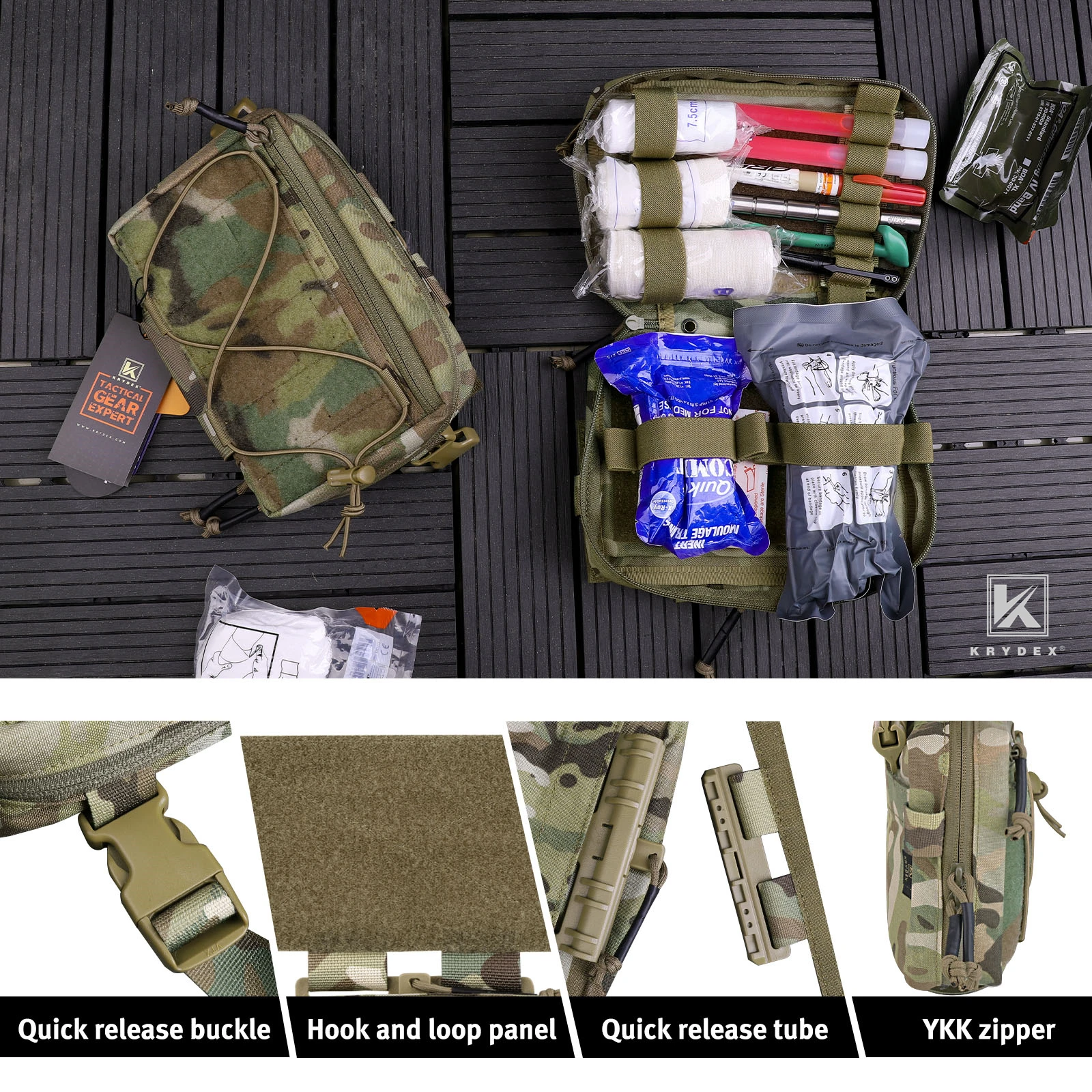 KRYDEX-riñonera táctica de liberación rápida, bolso de cintura Modular, chaleco portador de placa, aparejo de pecho, bolsa de camuflaje - imagen 5