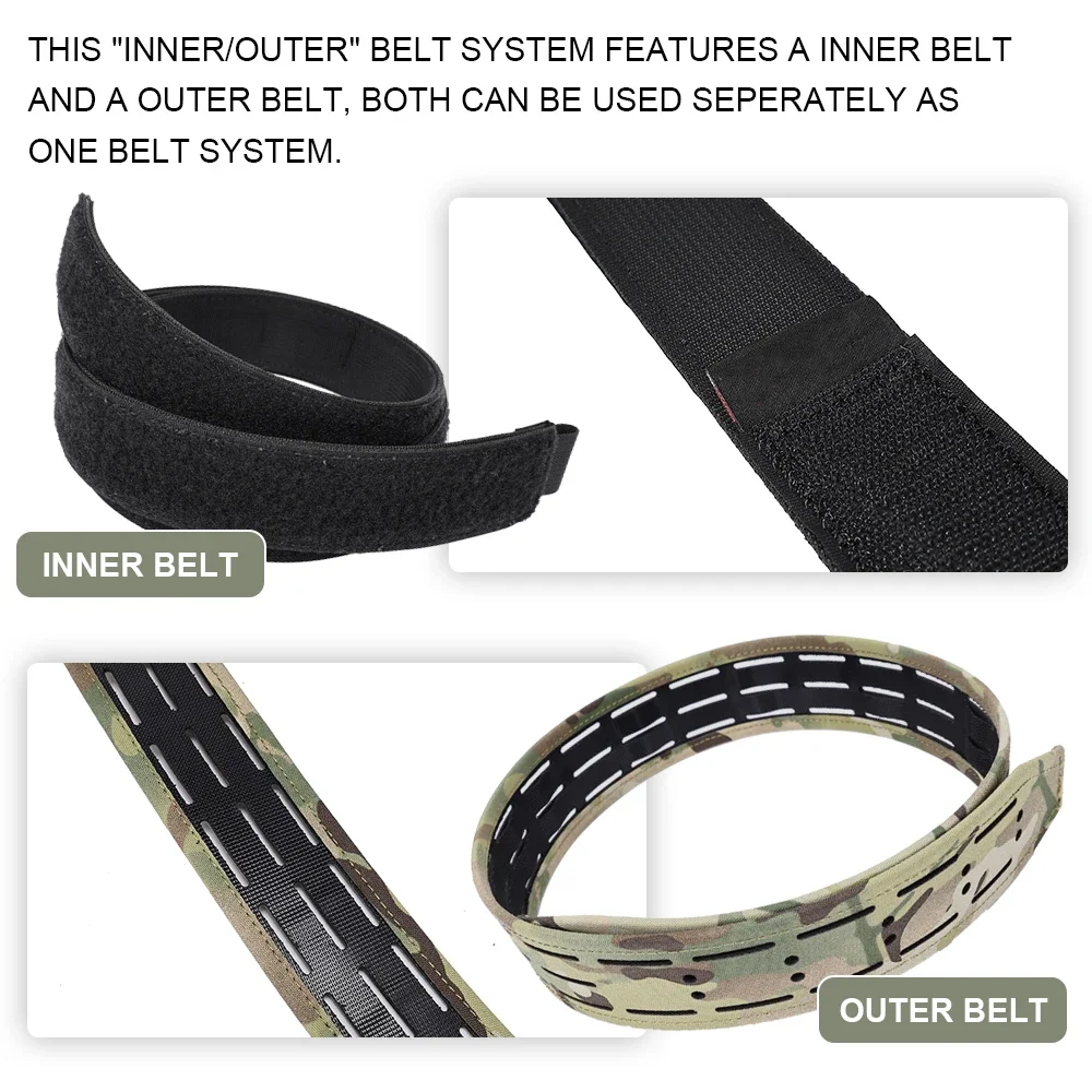 Cinturón curvo táctico con corte láser, hebilla de Metal de liberación rápida, cinturones de batalla multicamuflaje MOLLE, accesorios de ropa de caza Airsoft - imagen 4