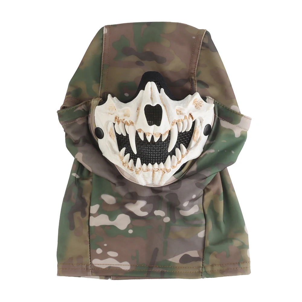 Colmillos tocados Paintball Airsoft CS combate caza malla de acero mascarillas faciales Halloween dientes de vampiro accesorios de terror máscara de mascarada - imagen 5