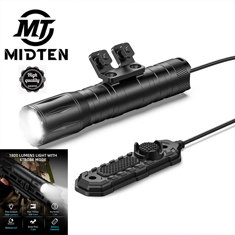 Linterna recargable para pistola de 1800 lúmenes con modo estroboscópico para miniluz para pistola Picatinny SFD-113-MK