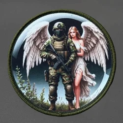 Parche estampado de ángeles para proteger los soldados, chaleco táctico, insignia de moral con gancho y bucle, pegatinas para mochila, parches para brazalete para ropa