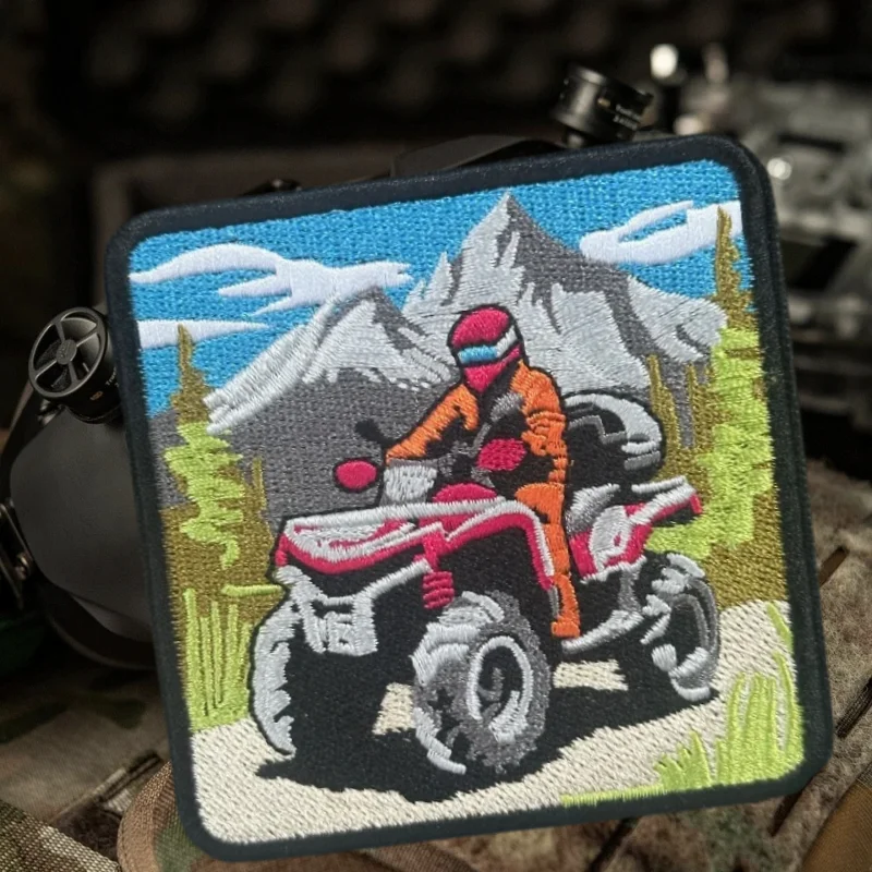 Parche bordado para bicicleta de playa todoterreno de montaña, insignia táctica con gancho y bucle, pegatina decorativa para mochila, parches para brazalete para ropa - imagen 5