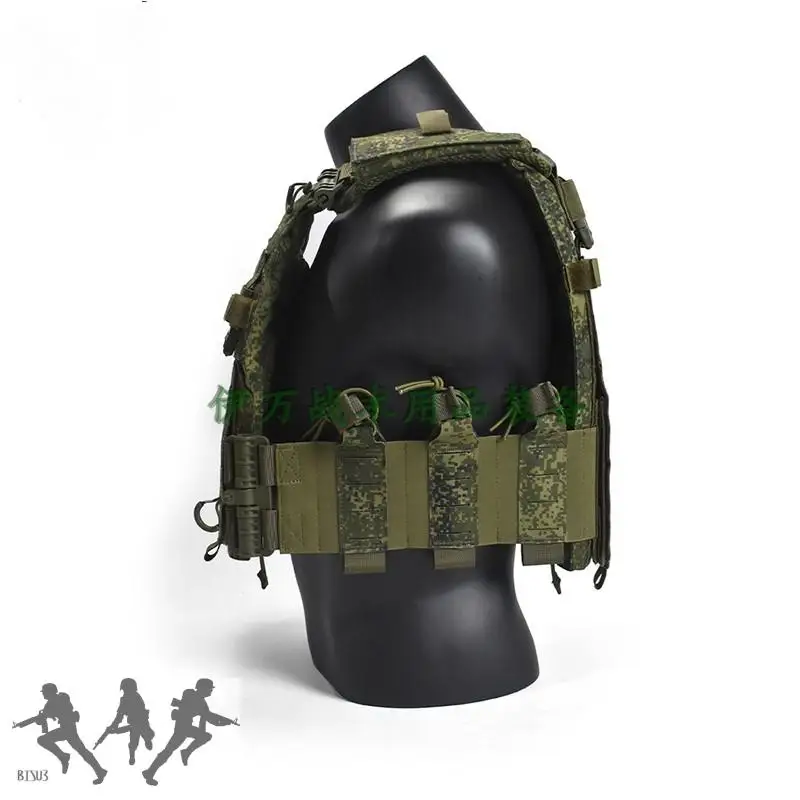 Táctico repelente al agua nylon corte láser MOLLE ruso pequeño verde camuflaje EMR chaleco táctico y bolsa de placa trasera - imagen 5