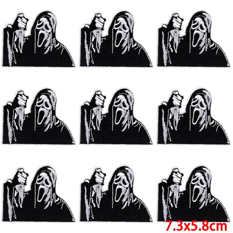 Parches de Hip Hop para ropa, calaveras Punk, parches termoadhesivos bordados, pegatinas de costura DIY, 10 unidades por lote - imagen 4