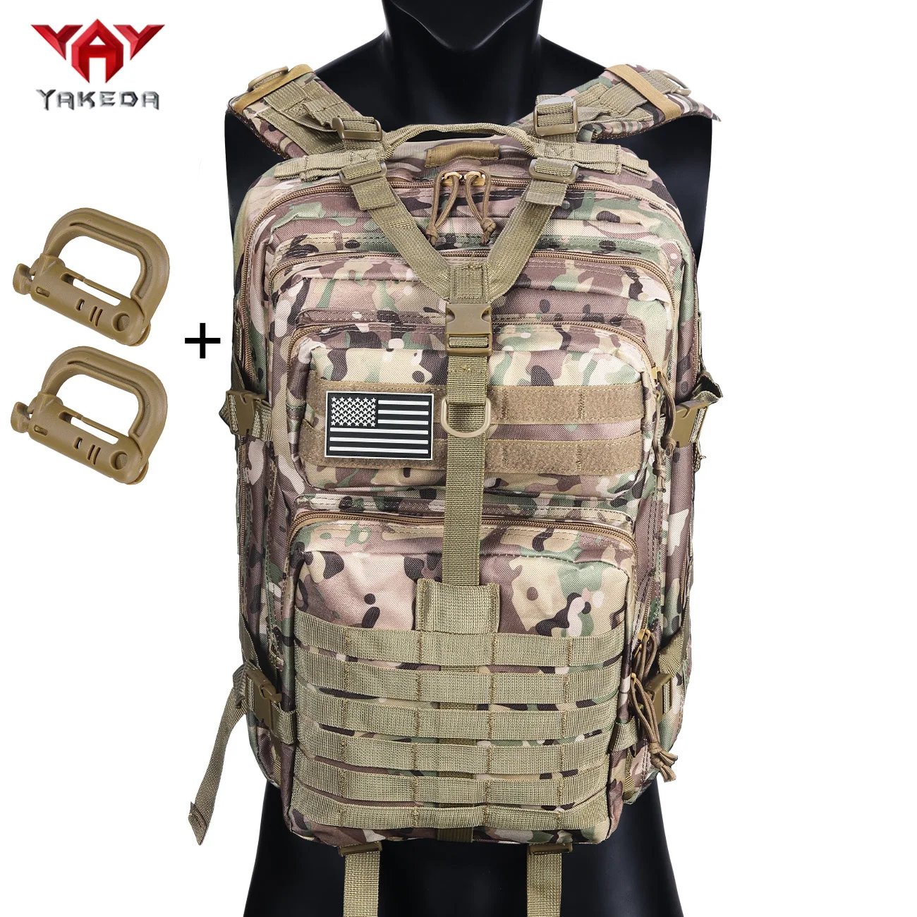 La mochila deportiva YAKEDA 3P tiene bolsillos multicapa y viene con cerraduras multifunción de 2 piezas, adecuada para acampar, hacer senderismo, etc. - imagen 2