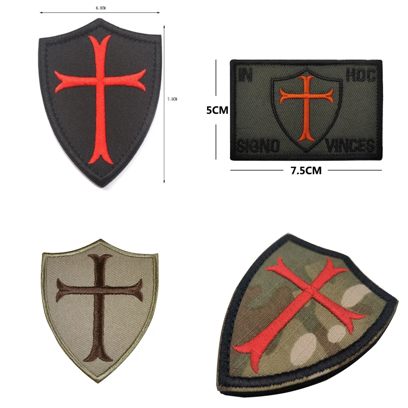 Parche bordado Templarios cruzadas – gancho y bucle para ropa