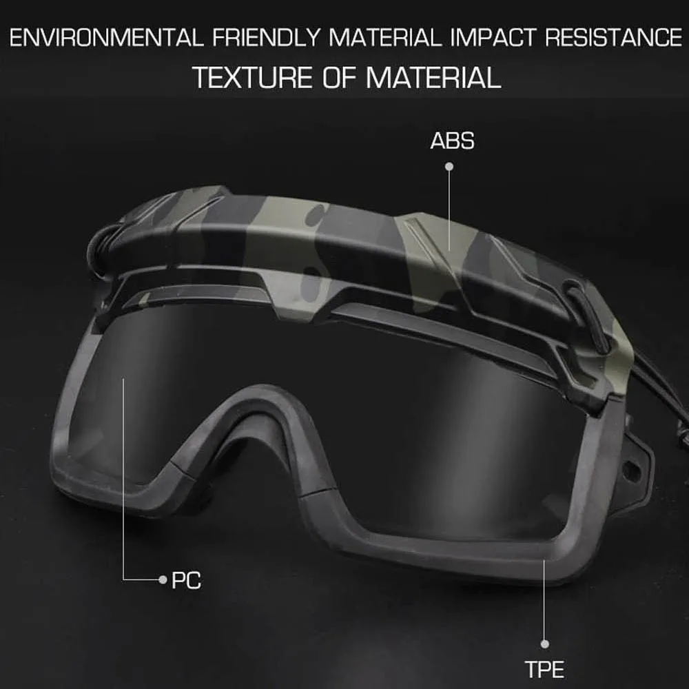 Gafas tácticas de Paintball Airsoft, 2 modos de uso, gafas de sol deportivas para caza al aire libre, montaje rápido para casco, equipo de protección ocular - imagen 3