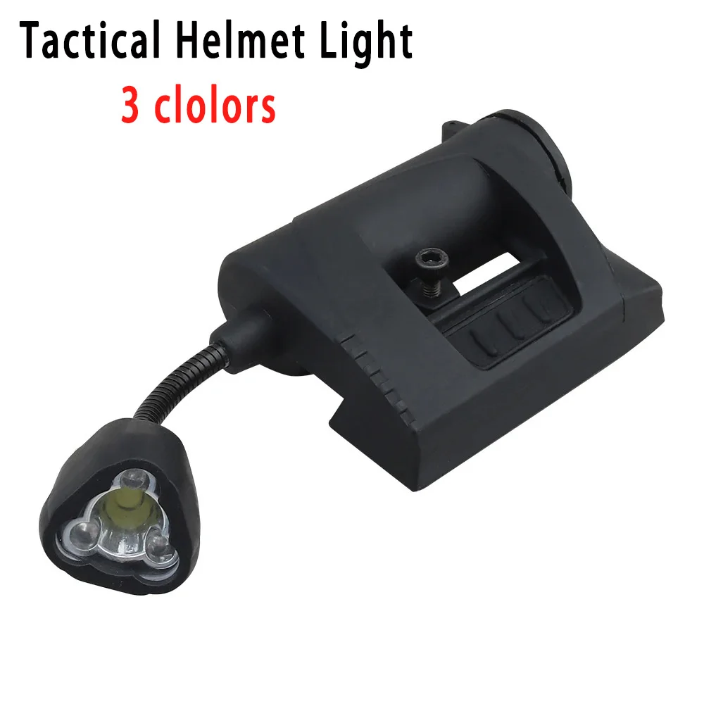 Luz táctica para casco RGB + LED IR, doble combustible CR123 o AA, pluma flexible, resistente al agua, riel/correa para la cabeza montable