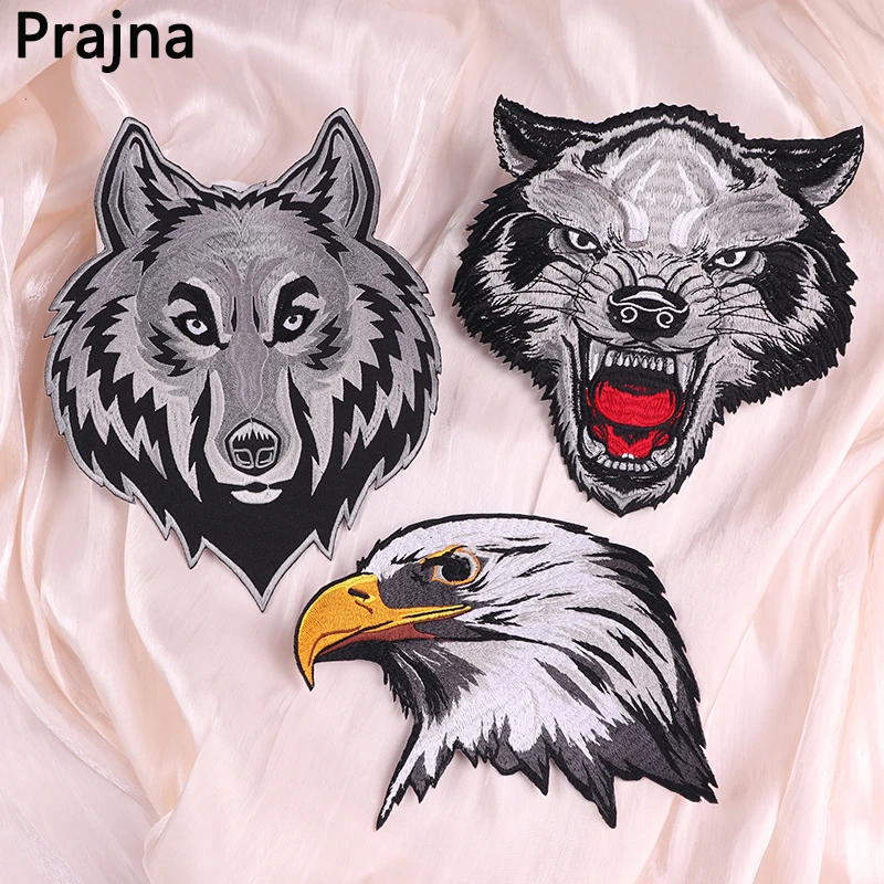 Parche bordado de Lobo, águila y mono, parches grandes de animales Punk para ropa, chaquetas, parches traseros para ropa, parches de planchado DIY