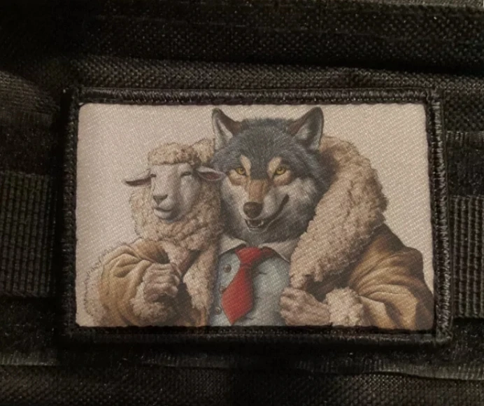 Pegatinas con estampado de lobo en oveja, accesorios tácticos y militares, en la ropa parche de gancho y bucle, insignia de moral, parches de mochila - imagen 4