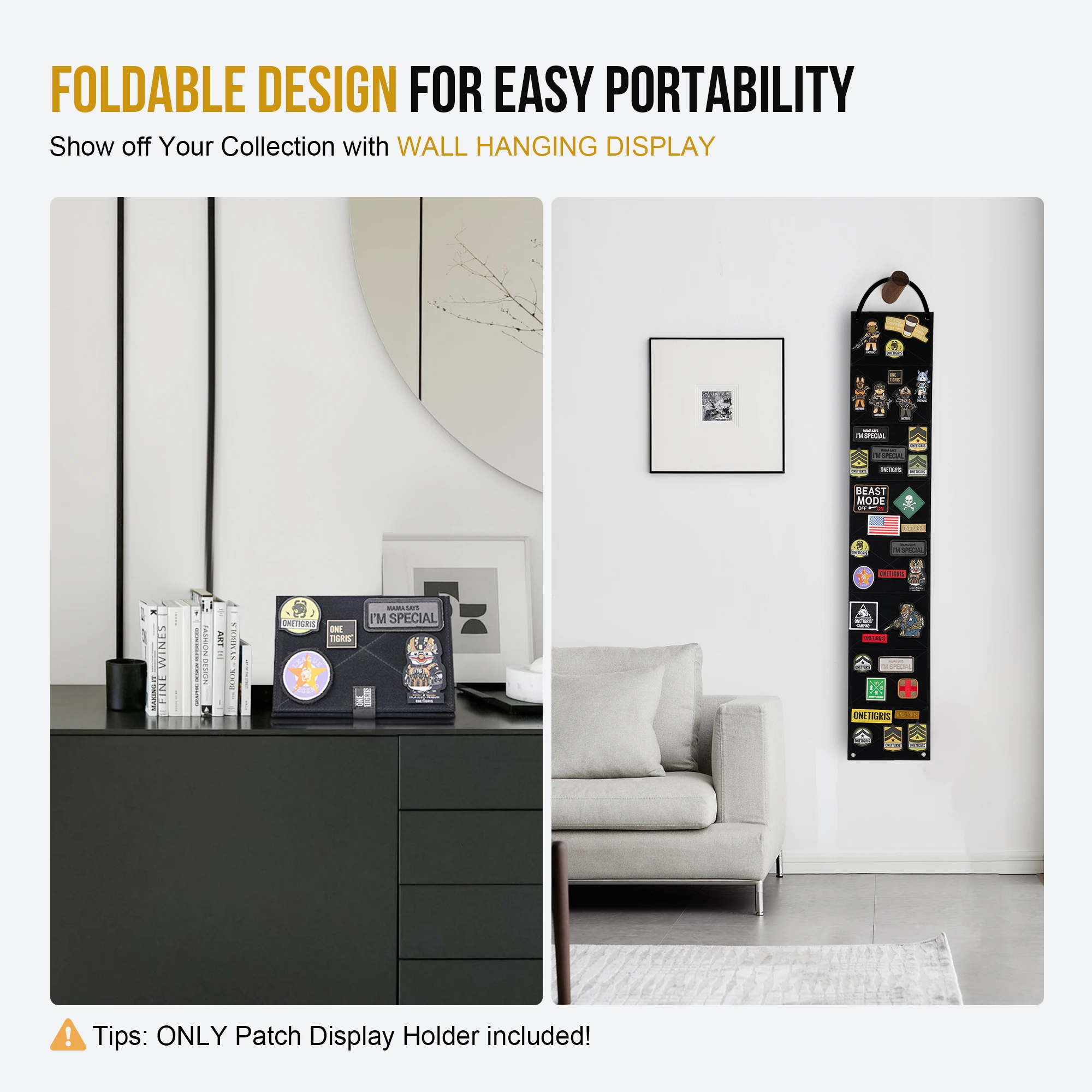 ONETIGRIS Pantalla de parches, tablero de conexiones táctico plegable, soporte de panel, organizador de folletos para parche de gancho (sin parches incluidos) - imagen 4