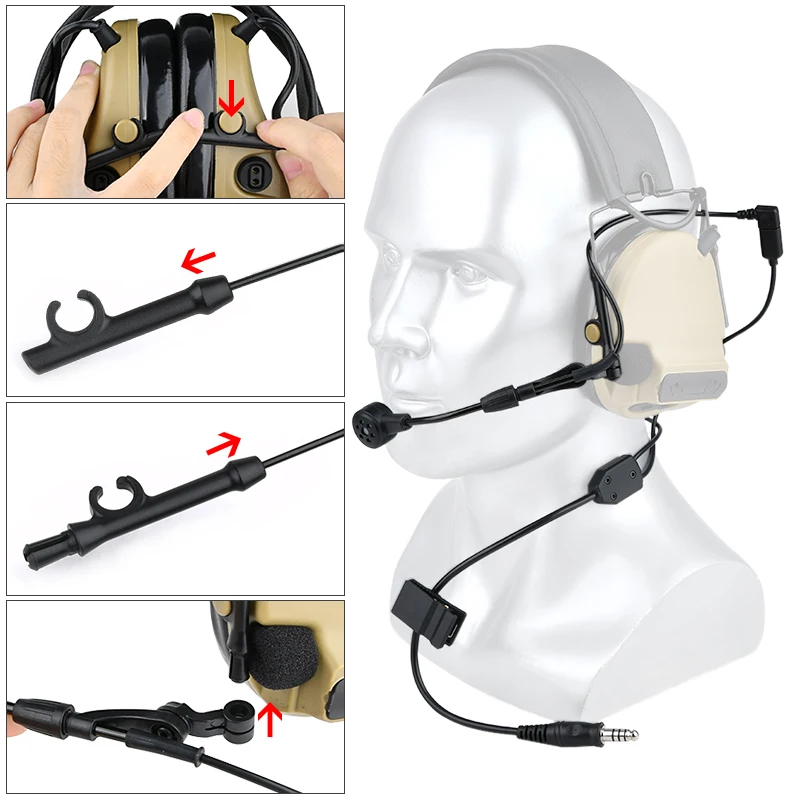 WADSN C3 auriculares tácticos Cable de micrófono inalámbrico auriculares con PTT accesorio de empuje para hablar para comunicación de tiro de caza - imagen 2