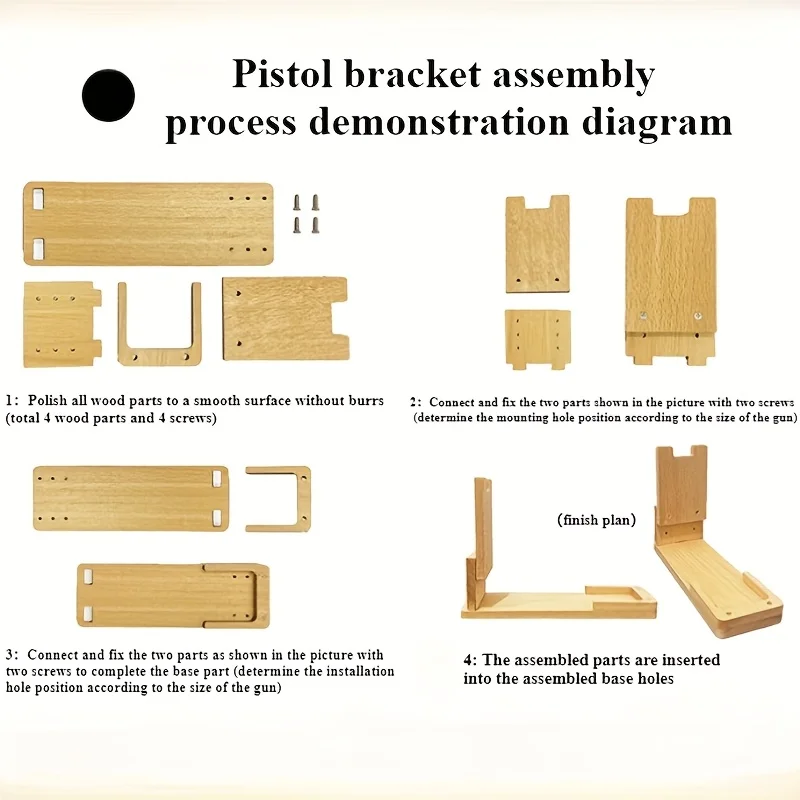 Exhibición de pistola ajustable de madera hecha a mano, textura de madera Natural Stan, estante de pistola duradero para cazar tiendas de armas, entusiastas de las armas de fuego - imagen 3