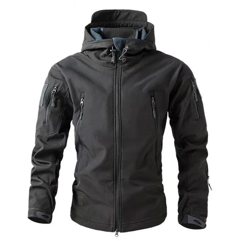 Chaquetas de invierno para hombre, chaquetas de lana de carga a prueba de viento Softshell, abrigo con capucha para hombre, pesca, senderismo, Camping, escalada, esquí y caza - imagen 2