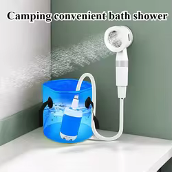Bomba de ducha al aire libre, dispositivo de lavado portátil recargable para acampar, para senderismo, viajes y uso en dormitorio