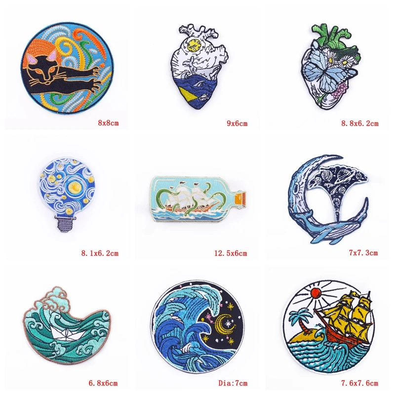 Parche bordado Van Gogh olas – para planchar o coser - imagen 5