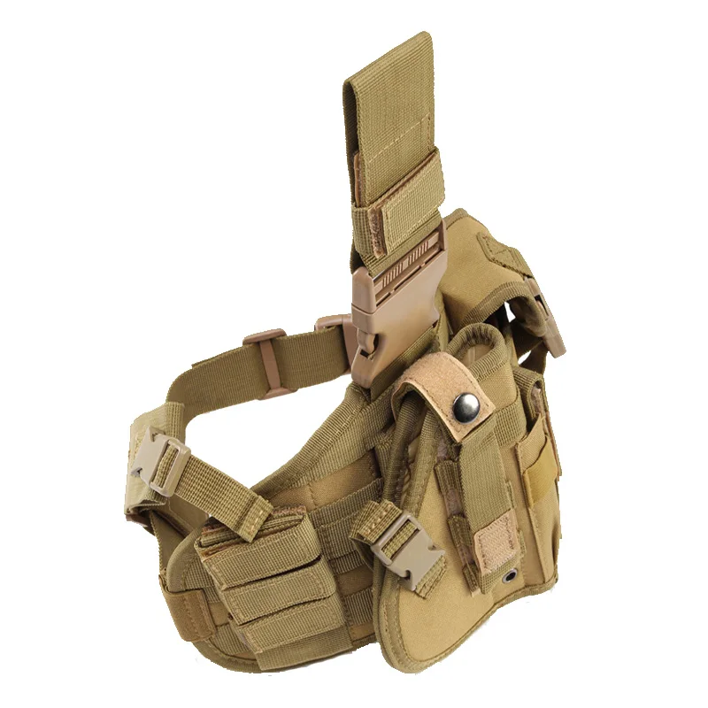 Molle-funda táctica para pistola de pierna, funda ajustable para pierna y muslo, funda para pistola Airsoft, camuflaje con bolsa de bolsillo para revista, plataforma - imagen 5