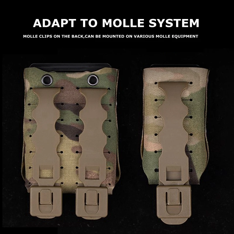 Bolsa para revistas rápida de 9MM, estuche táctico Molle Triple para revistas, Clips Molle, funda para bolsa Mag, soporte Universal para cartuchos para caza - imagen 5