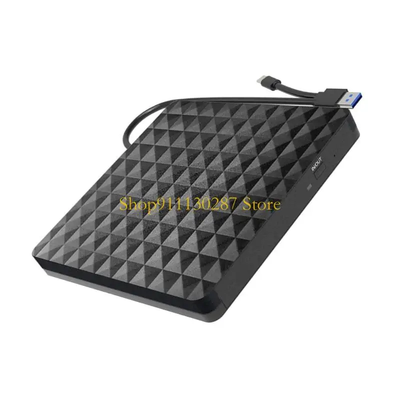 J1HC USB DVD externo DVD Writer Drive con patrón diamante, quemadores DVD tipo C portátiles para copias datos - imagen 3